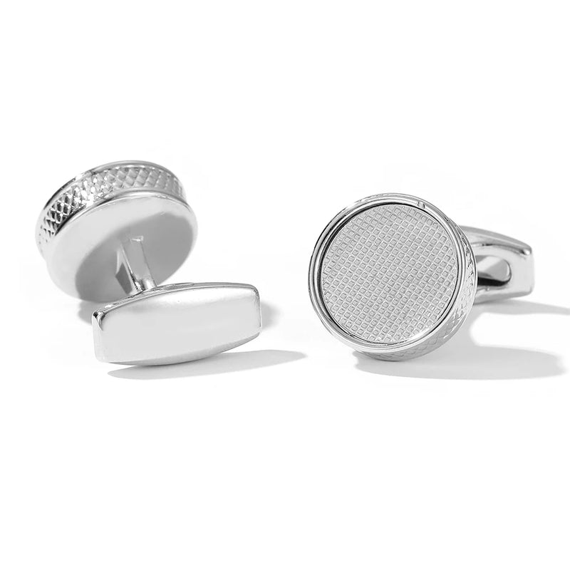 Personalized Round Silver Cufflinks for Men Wedding