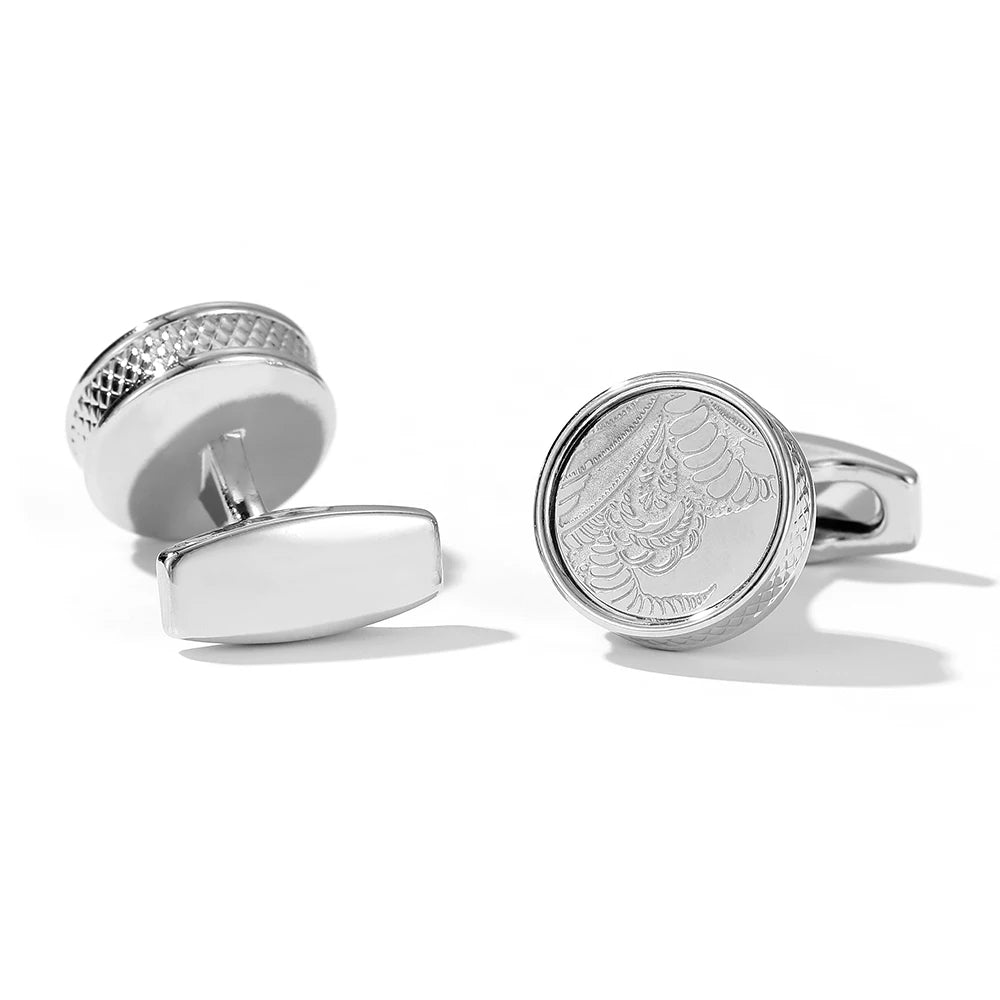 Personalized Round Silver Cufflinks for Men Wedding