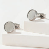 Personalized Round Cufflinks Silver XK22S008 Wedding Buttons Jewelry