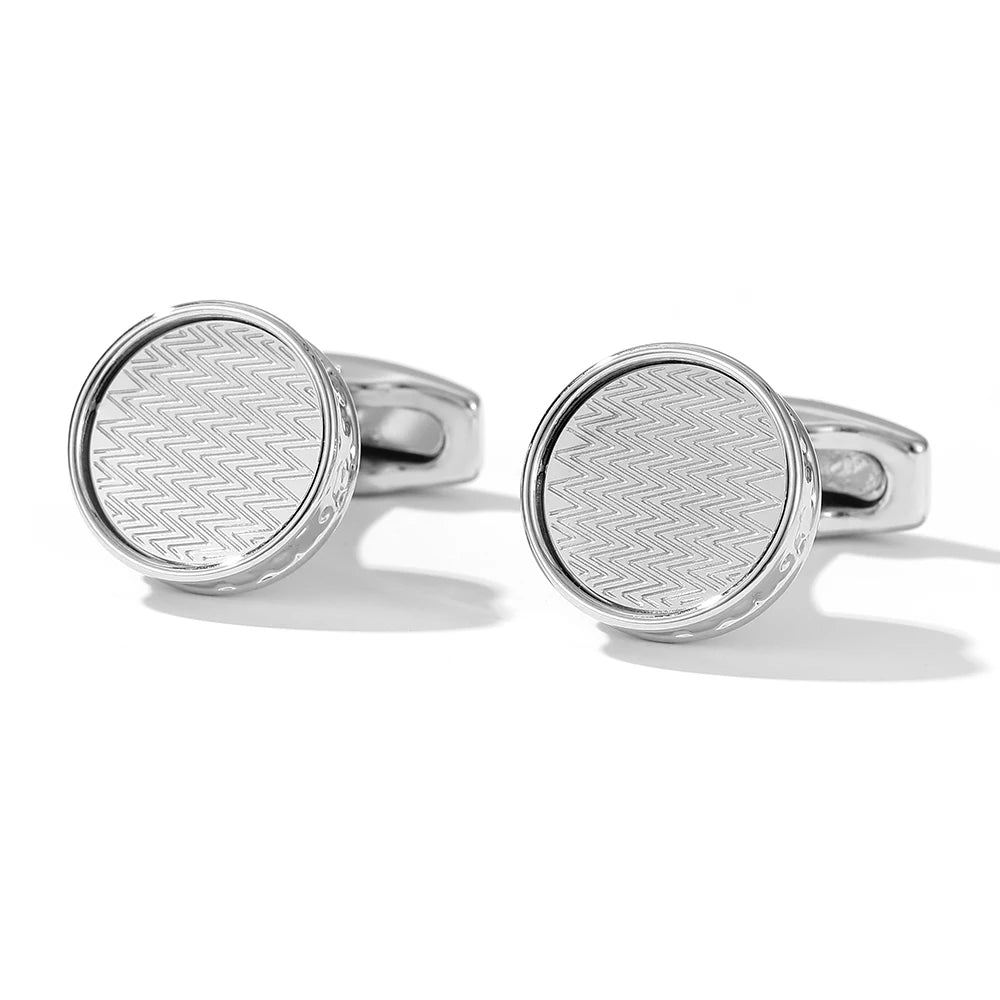 Personalized Round Formal Dress Shirt Cuff Links for Men