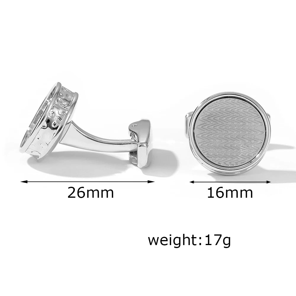 Personalized Round Formal Dress Shirt Cuff Links for Men