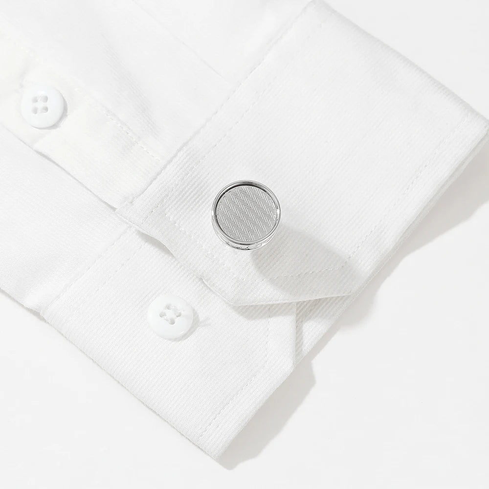 Personalized Round Formal Dress Shirt Cuff Links for Men