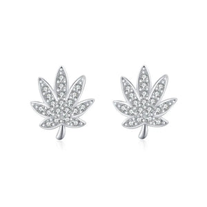 Silver Olive Leaf Climber Earrings for Women
