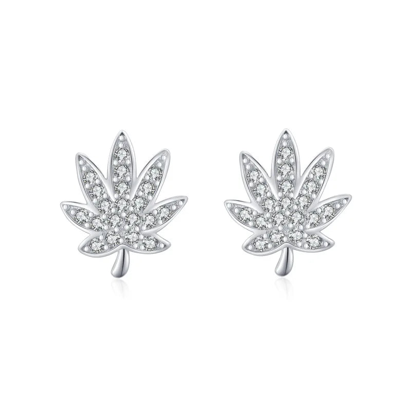 Silver Olive Leaf Climber Earrings for Women