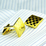 Small Plaid Checkered Louver Laser Men's Cufflinks Jewelry