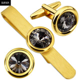 Crystal Cufflinks & Tie Bar Set for Men