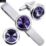 Crystal Cufflinks & Tie Bar Set for Men