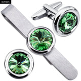 Crystal Cufflinks & Tie Bar Set for Men
