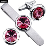Crystal Cufflinks & Tie Bar Set for Men