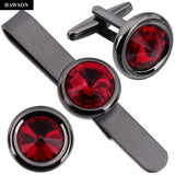 Crystal Cufflinks & Tie Bar Set for Men