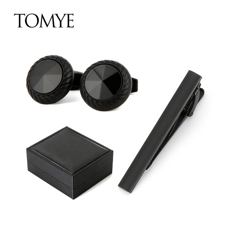 Men's Cufflinks and Tie Clip Set High Formal Business Shirt Cuff Links
