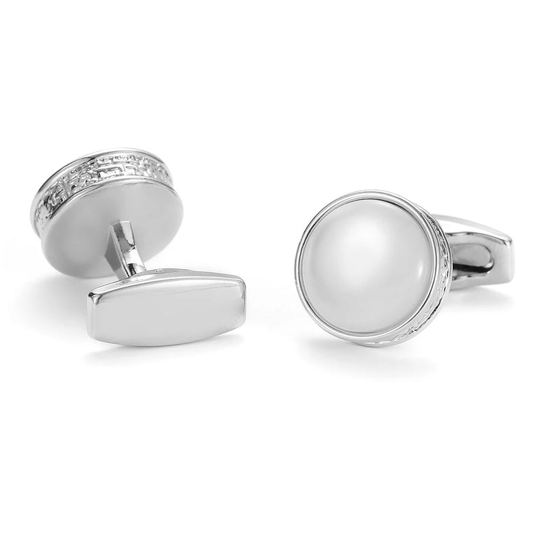 Men's Round Silver Formal Cufflinks XK22S030