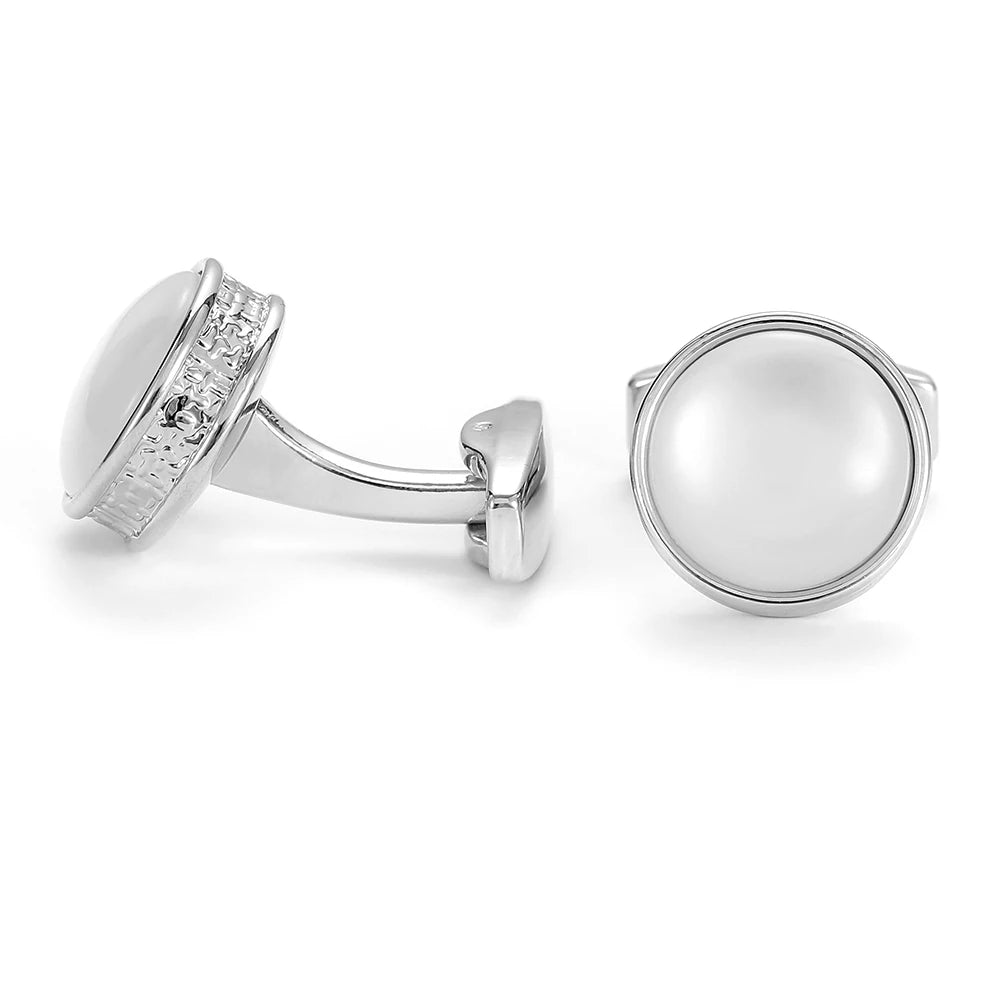 Men's Round Silver Formal Cufflinks XK22S030