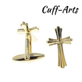 Cross Cufflinks Golden Mens Cuff Jewelry Vintage Gemelos by Cuffarts