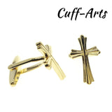 Cross Cufflinks Golden Mens Cuff Jewelry Vintage Gemelos by Cuffarts