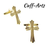 Cross Cufflinks Golden Mens Cuff Jewelry Vintage Gemelos by Cuffarts