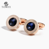 Men's Crystal Round Rose Button Cufflinks Wedding Dress Shirt Cuff Links