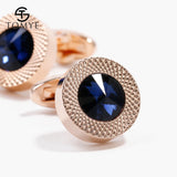 Men's Crystal Round Rose Button Cufflinks Wedding Dress Shirt Cuff Links