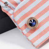 Men's Crystal Round Rose Button Cufflinks Wedding Dress Shirt Cuff Links