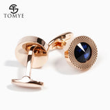 Men's Crystal Round Rose Button Cufflinks Wedding Dress Shirt Cuff Links