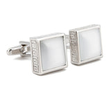Men's Crystal Square Silver Cufflinks XK18S390