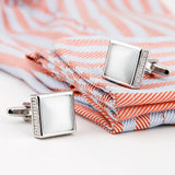 Men's Crystal Square Silver Cufflinks XK18S390
