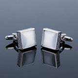 Men's Crystal Square Silver Cufflinks XK18S390
