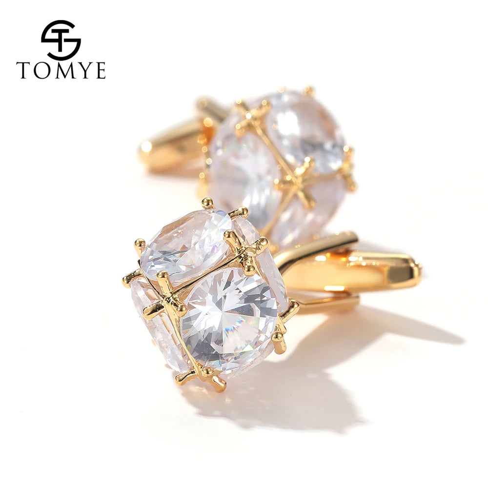 Men's Zircon Silver Cufflinks XK20S011 for Formal Business Shirt Wedding