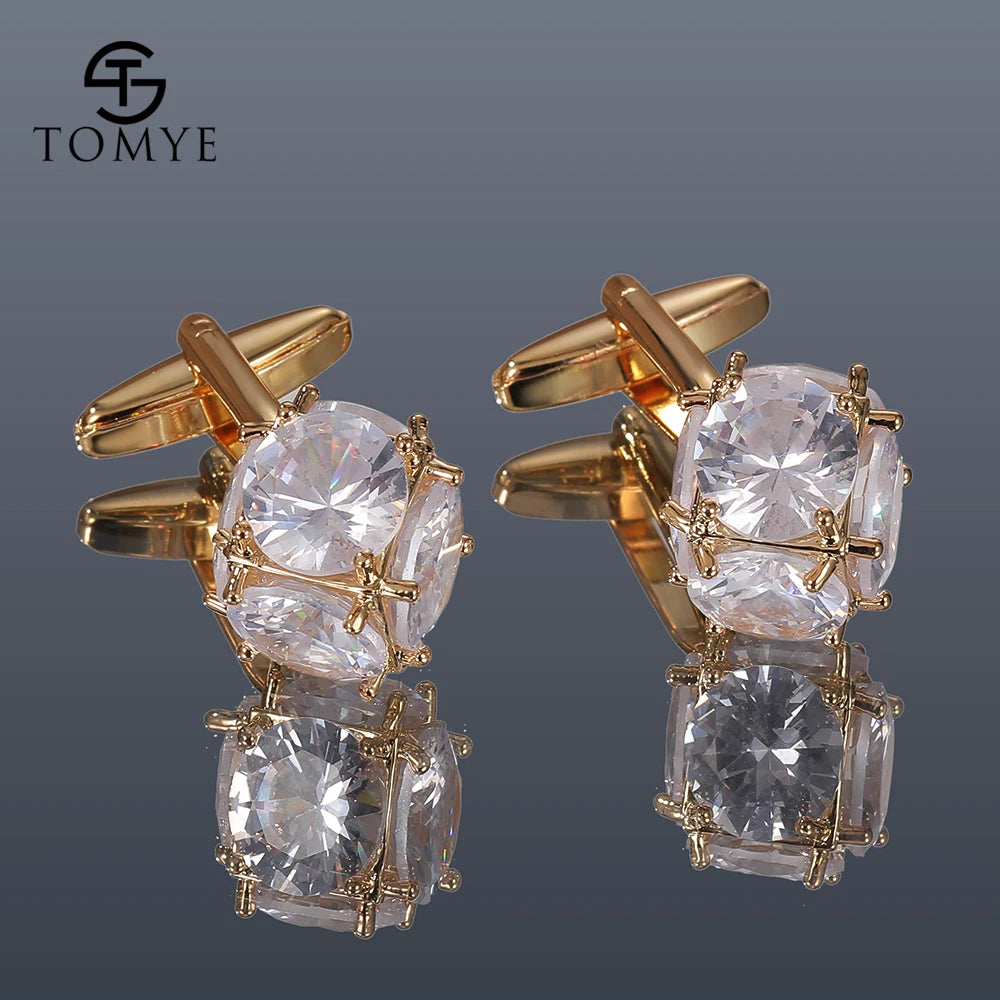 Men's Zircon Silver Cufflinks XK20S011 for Formal Business Shirt Wedding