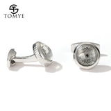 Men's Classic Round Silver Metal Cufflinks
