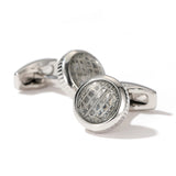 Men's Classic Round Silver Metal Cufflinks