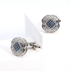 High Zircon Square Silver Cufflinks for Men XK21S009