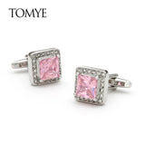 Men's Pink Crystal Cufflinks XK21S020 Formal Business Dress Shirt Wedding