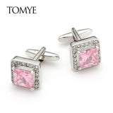 Men's Pink Crystal Cufflinks XK21S020 Formal Business Dress Shirt Wedding