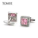 Men's Pink Crystal Cufflinks XK21S020 Formal Business Dress Shirt Wedding