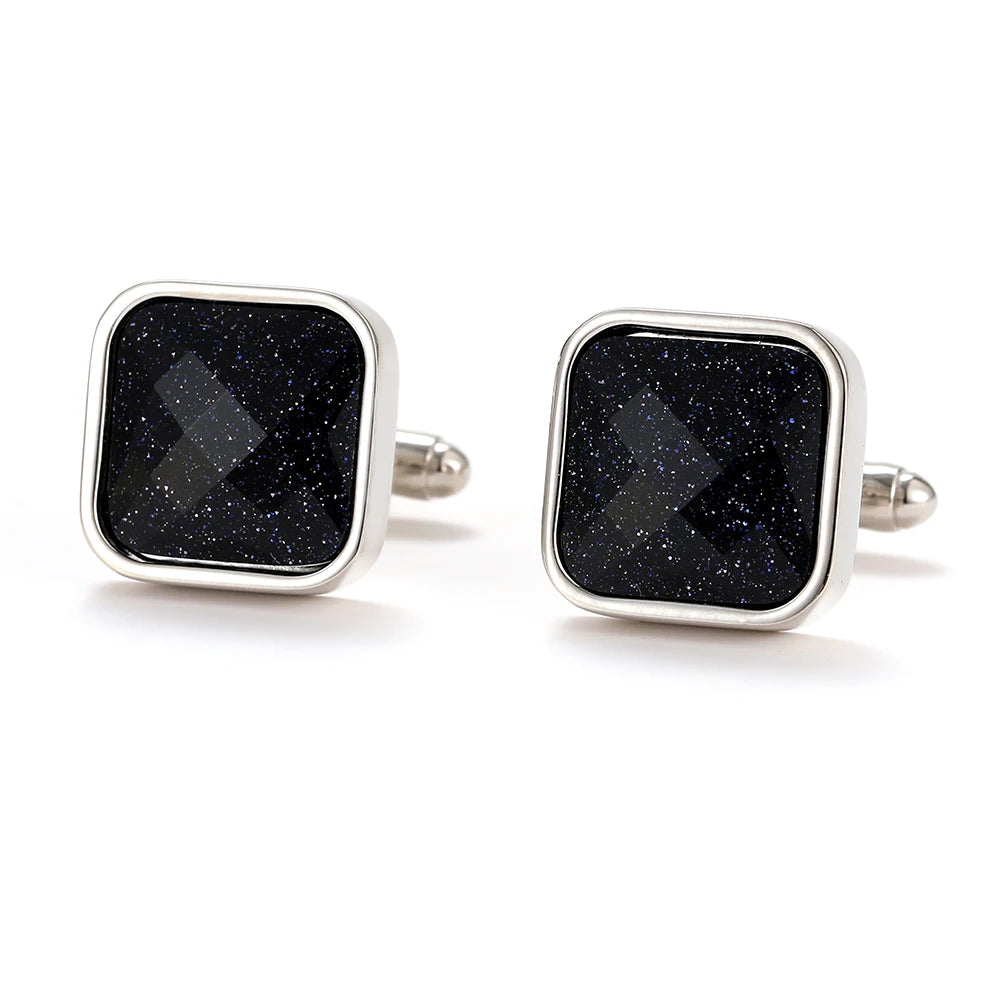 Men's Bluestone Silver Square Cufflinks XK22S021