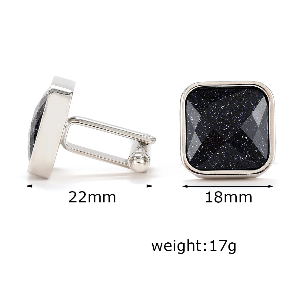 Men's Bluestone Silver Square Cufflinks XK22S021