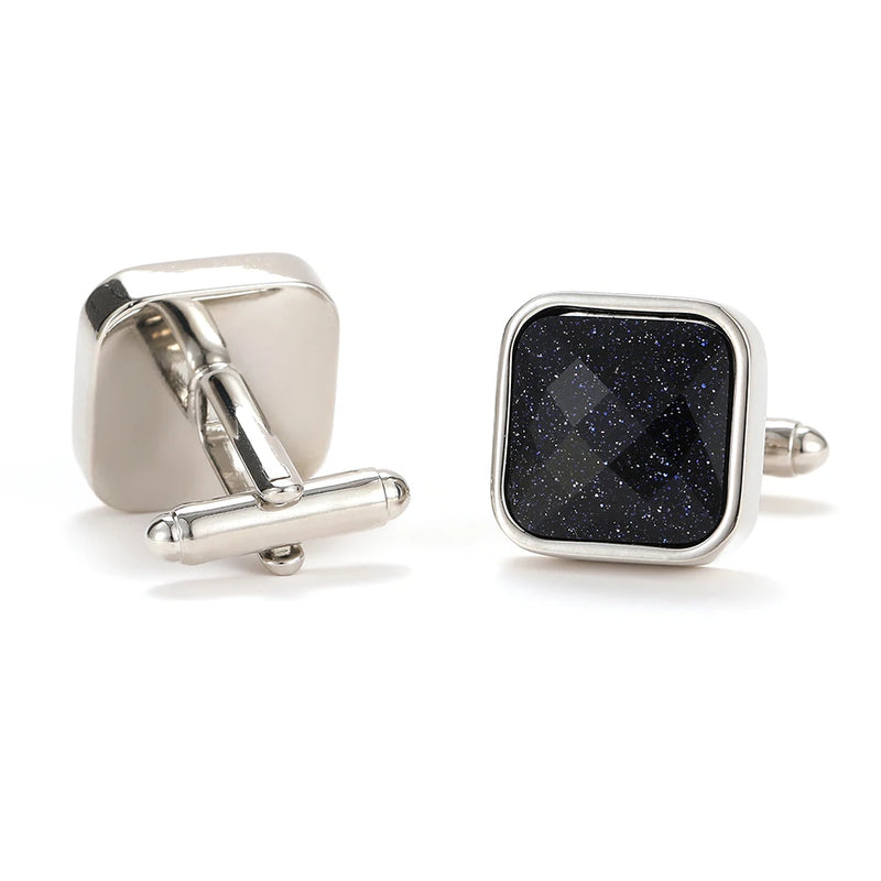 Men's Bluestone Silver Square Cufflinks XK22S021