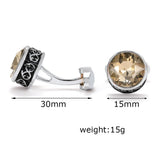 High Brown Crystal Round Cufflinks for Men