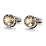 High Brown Crystal Round Cufflinks for Men