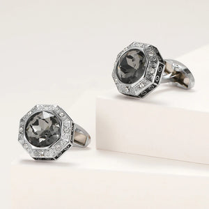 Men's Grey Crystal Octagonal Cufflinks XK22S025