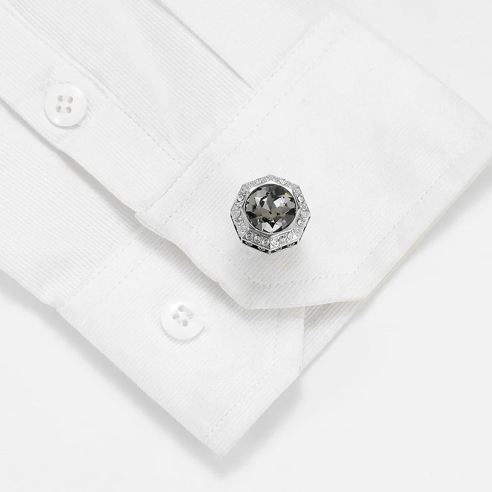 Men's Grey Crystal Octagonal Cufflinks XK22S025