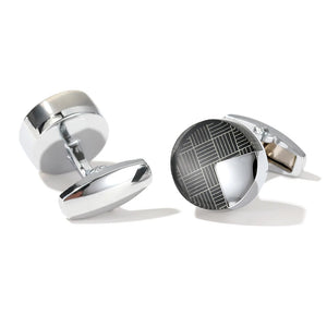 Men's Silver Round Cufflinks XK22S038 Formal Dress Shirt Wedding