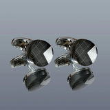 Men's Silver Round Cufflinks XK22S038 Formal Dress Shirt Wedding