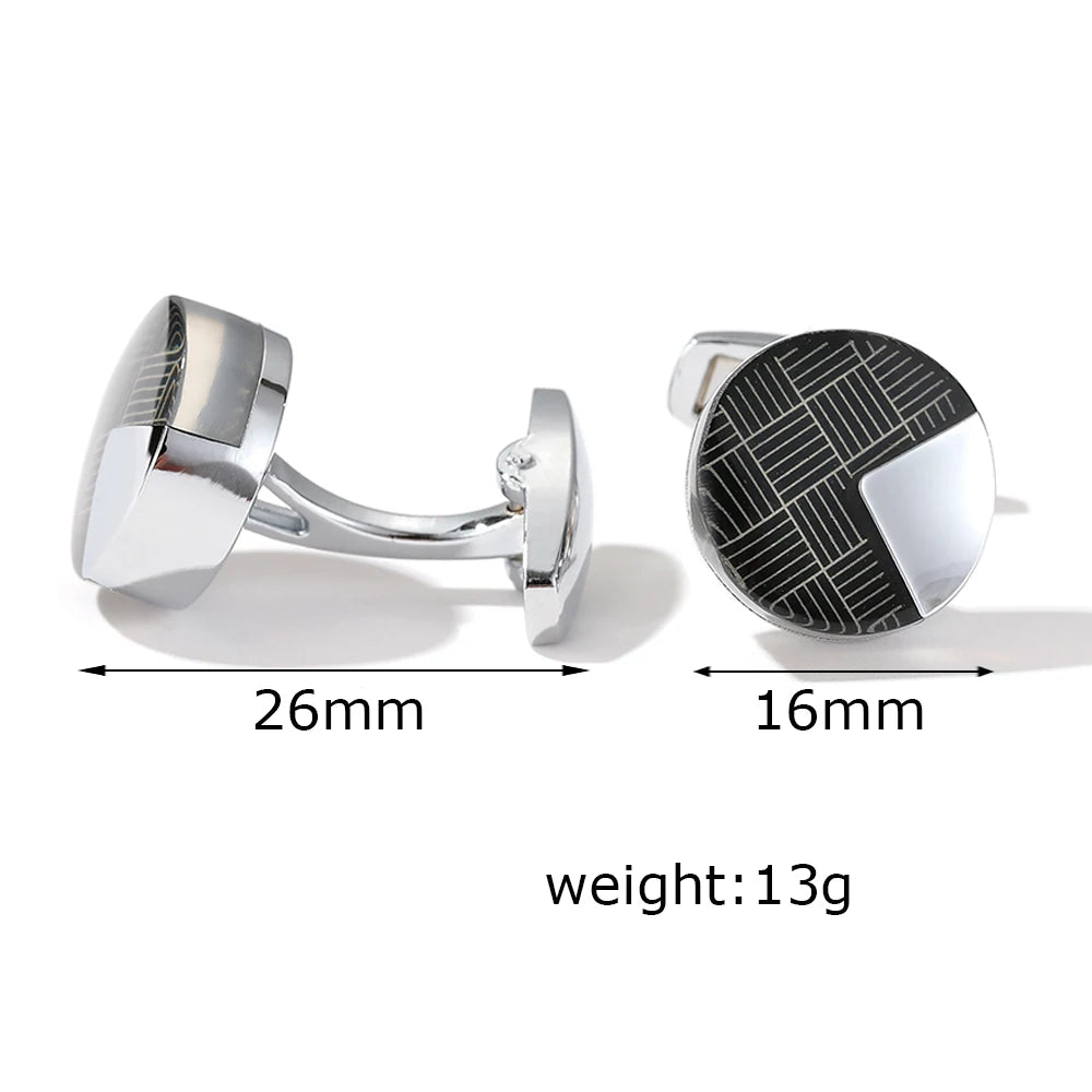 Men's Silver Round Cufflinks XK22S038 Formal Dress Shirt Wedding
