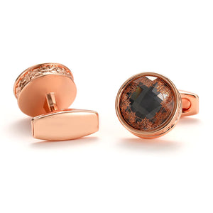 Men's Round Grey Silver Cufflinks XK22S039