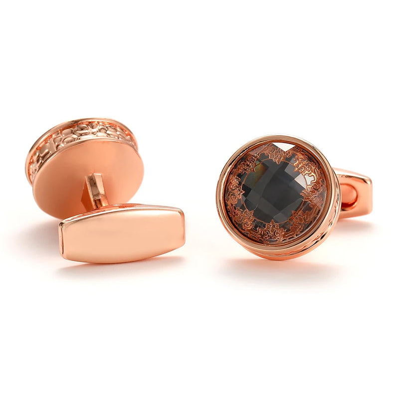 Men's Round Grey Silver Cufflinks XK22S039