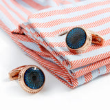 Men's Rose Round Cufflinks Business Dress Shirt Wedding Cuff Links