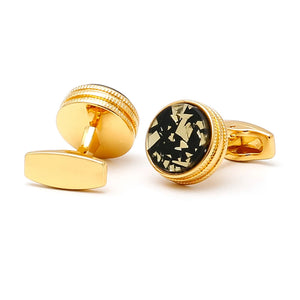 Men's XK23005 Golden Round Cufflinks for Wedding