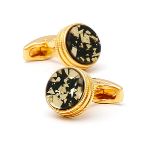 Men's XK23005 Golden Round Cufflinks for Wedding